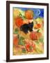 Little Black Cat in Pumpkin Patch-sylvia pimental-Framed Art Print