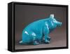 Little Blue Pig in Sitting Position-Clement Massier-Framed Stretched Canvas