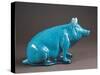 Little Blue Pig in Sitting Position-Clement Massier-Stretched Canvas