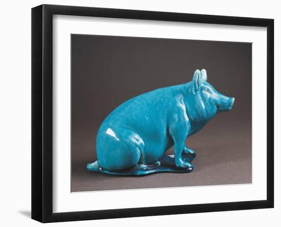 Little Blue Pig in Sitting Position-Clement Massier-Framed Giclee Print