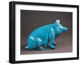 Little Blue Pig in Sitting Position-Clement Massier-Framed Giclee Print