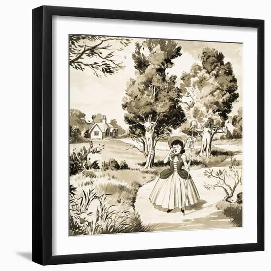 Little Bo Peep Puzzle Page-null-Framed Giclee Print