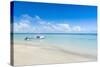 Little Boat Anchoring on a Little Islet in Haapai, Haapai Islands, Tonga, South Pacific, Pacific-Michael Runkel-Stretched Canvas