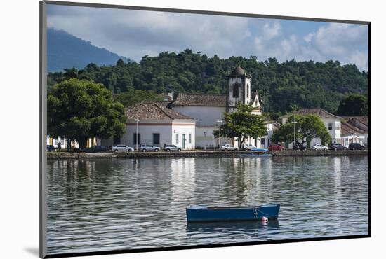 Little Boat before a Colonial Church in Paraty, South of Rio De Janeiro, Brazil, South America-Michael Runkel-Mounted Photographic Print
