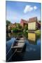 Little Boat in a Pond in the Old Town, Den Gamle By, Open Air Museum in Aarhus-Michael Runkel-Mounted Photographic Print