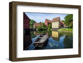 Little Boat in a Pond in the Old Town, Den Gamle By, Open Air Museum in Aarhus-Michael Runkel-Framed Photographic Print