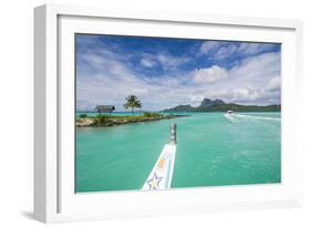 Little boat in the turquoise lagoon of Bora Bora, Society Islands, French Polynesia, Pacific-Michael Runkel-Framed Photographic Print