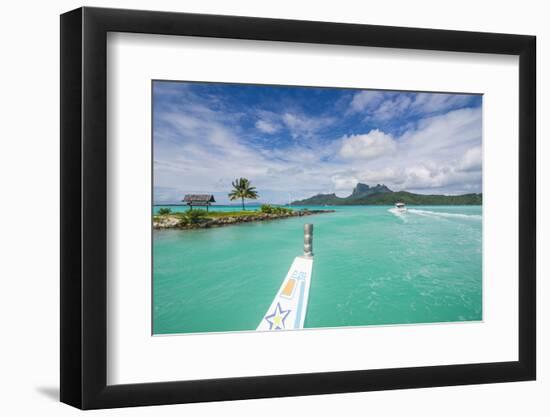 Little boat in the turquoise lagoon of Bora Bora, Society Islands, French Polynesia, Pacific-Michael Runkel-Framed Photographic Print