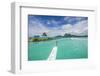 Little boat in the turquoise lagoon of Bora Bora, Society Islands, French Polynesia, Pacific-Michael Runkel-Framed Photographic Print