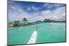 Little boat in the turquoise lagoon of Bora Bora, Society Islands, French Polynesia, Pacific-Michael Runkel-Mounted Photographic Print