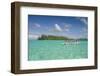 Little boat in the turquoise lagoon of Bora Bora, Society Islands, French Polynesia, Pacific-Michael Runkel-Framed Photographic Print