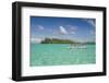 Little boat in the turquoise lagoon of Bora Bora, Society Islands, French Polynesia, Pacific-Michael Runkel-Framed Photographic Print