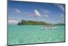 Little boat in the turquoise lagoon of Bora Bora, Society Islands, French Polynesia, Pacific-Michael Runkel-Mounted Photographic Print