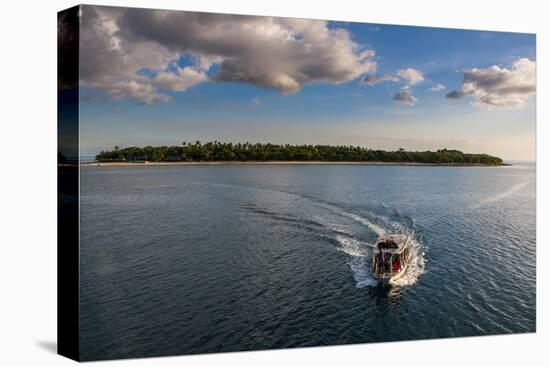 Little Boat with an Island Beyond, Mamanucas Islands, Fiji, South Pacific, Pacific-Michael Runkel-Stretched Canvas