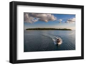 Little Boat with an Island Beyond, Mamanucas Islands, Fiji, South Pacific, Pacific-Michael Runkel-Framed Photographic Print