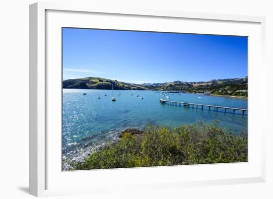 Little Boats in the Akaroa Harbour, Banks Peninsula, Canterbury, South Island, New Zealand, Pacific-Michael Runkel-Framed Photographic Print