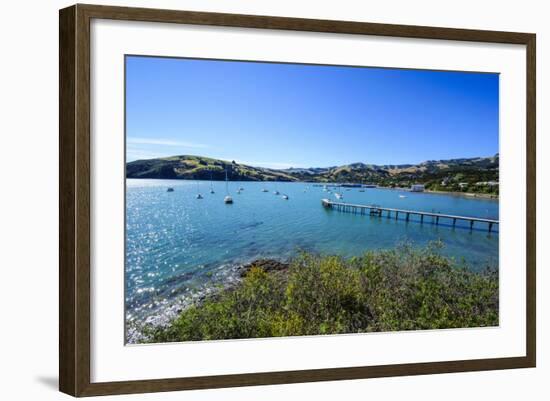 Little Boats in the Akaroa Harbour, Banks Peninsula, Canterbury, South Island, New Zealand, Pacific-Michael Runkel-Framed Photographic Print