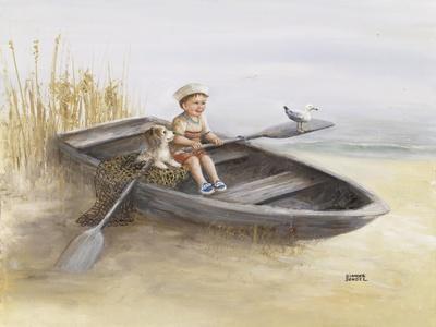 Little Boy and Dog in Beached Rowboat' Giclee Print - Dianne
