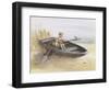 Little Boy and Dog in Beached Rowboat-Dianne Dengel-Framed Giclee Print