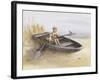 Little Boy and Dog in Beached Rowboat-Dianne Dengel-Framed Giclee Print