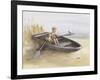 Little Boy and Dog in Beached Rowboat-Dianne Dengel-Framed Giclee Print