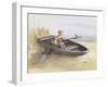 Little Boy and Dog in Beached Rowboat-Dianne Dengel-Framed Giclee Print