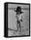 Little Boy at the Beach Wearing a Oversized Cowboy Hat Playing with a Toy Pistol-Ralph Crane-Framed Stretched Canvas