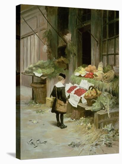 Little Boy at the Market-Victor Gabriel Gilbert-Stretched Canvas