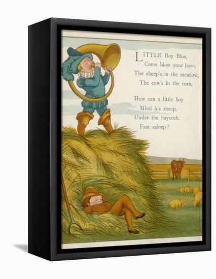 Little Boy Blue, the Horn-Blower Stands on Top of the Haystack-Edward Hamilton Bell-Framed Stretched Canvas