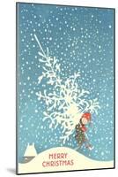 Little Boy Carrying Christmas Tree-null-Mounted Art Print