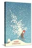 Little Boy Carrying Christmas Tree-null-Stretched Canvas