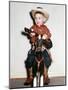 Little Boy Cowboy Plays Guitar While Riding His Horse, Ca. 1956-null-Mounted Photographic Print