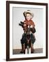 Little Boy Cowboy Plays Guitar While Riding His Horse, Ca. 1956-null-Framed Photographic Print