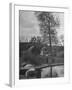 Little Boy Crossing the Bridge over the Stream at Winson Mill Farm, A War Nursery-Hans Wild-Framed Premium Photographic Print