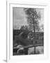 Little Boy Crossing the Bridge over the Stream at Winson Mill Farm, A War Nursery-Hans Wild-Framed Photographic Print