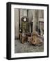 Little Boy Dressed as a Cowboy Standing Against a Barn with His Saddle on the Ground Next to Him-Nora Hernandez-Framed Giclee Print