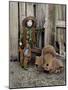 Little Boy Dressed as a Cowboy Standing Against a Barn with His Saddle on the Ground Next to Him-Nora Hernandez-Mounted Giclee Print