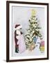 Little Boy Dressed Like Santa Delivering Presents-Nora Hernandez-Framed Giclee Print