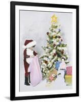 Little Boy Dressed Like Santa Delivering Presents-Nora Hernandez-Framed Giclee Print