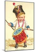 Little Boy Drumming Spool of Thread-null-Mounted Art Print