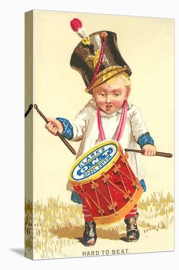 Little Boy Drumming Spool of Thread-null-Stretched Canvas