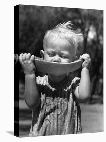 Little Boy Eating a Watermelon-John Phillips-Stretched Canvas