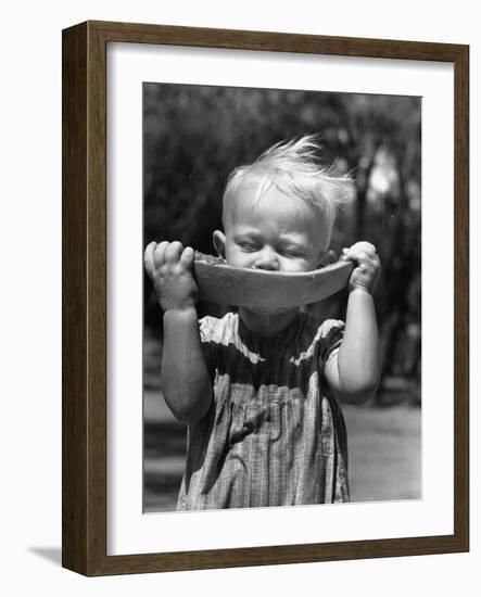 Little Boy Eating a Watermelon-John Phillips-Framed Photographic Print