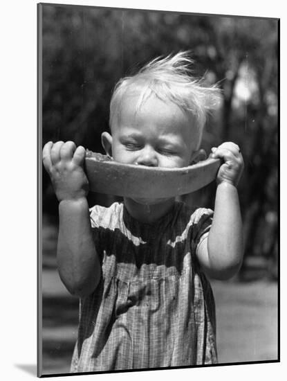 Little Boy Eating a Watermelon-John Phillips-Mounted Photographic Print