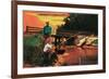 Little Boy Fishing by Sign-null-Framed Premium Giclee Print