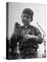 Little Boy Holding His New Pet Snake-Carl Mydans-Stretched Canvas