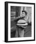 Little Boy Holding Loaves of Bread-Walter Sanders-Framed Photographic Print