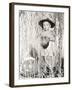 Little Boy in Halloween Costume Holding Mask Standing by Streamers-null-Framed Photo