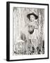 Little Boy in Halloween Costume Holding Mask Standing by Streamers-null-Framed Photo