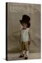 Little Boy in Large Top Hat on a Birthday Postcard-null-Stretched Canvas